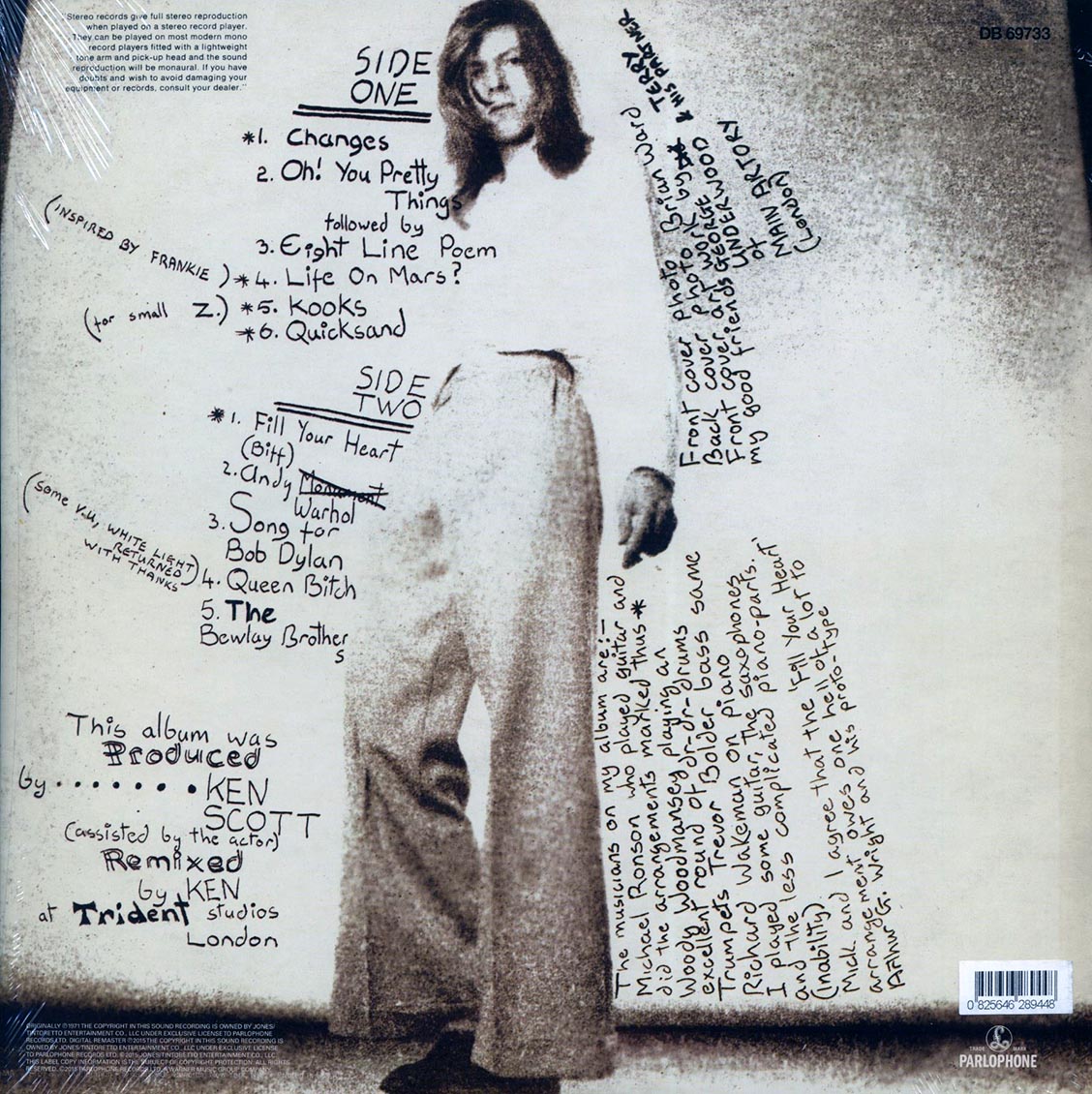 David Bowie – Hunky Dory back cover