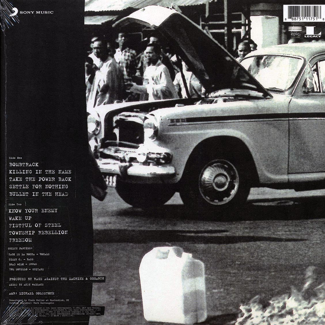 Rage Against The Machine – Rage Against The Machine back cover