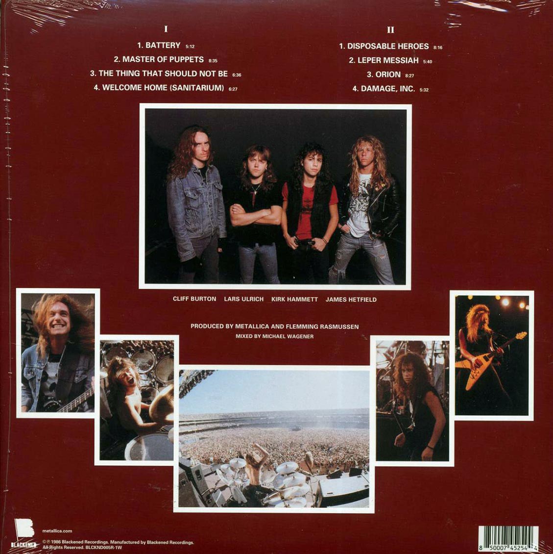 Metallica – Master Of Puppets back cover