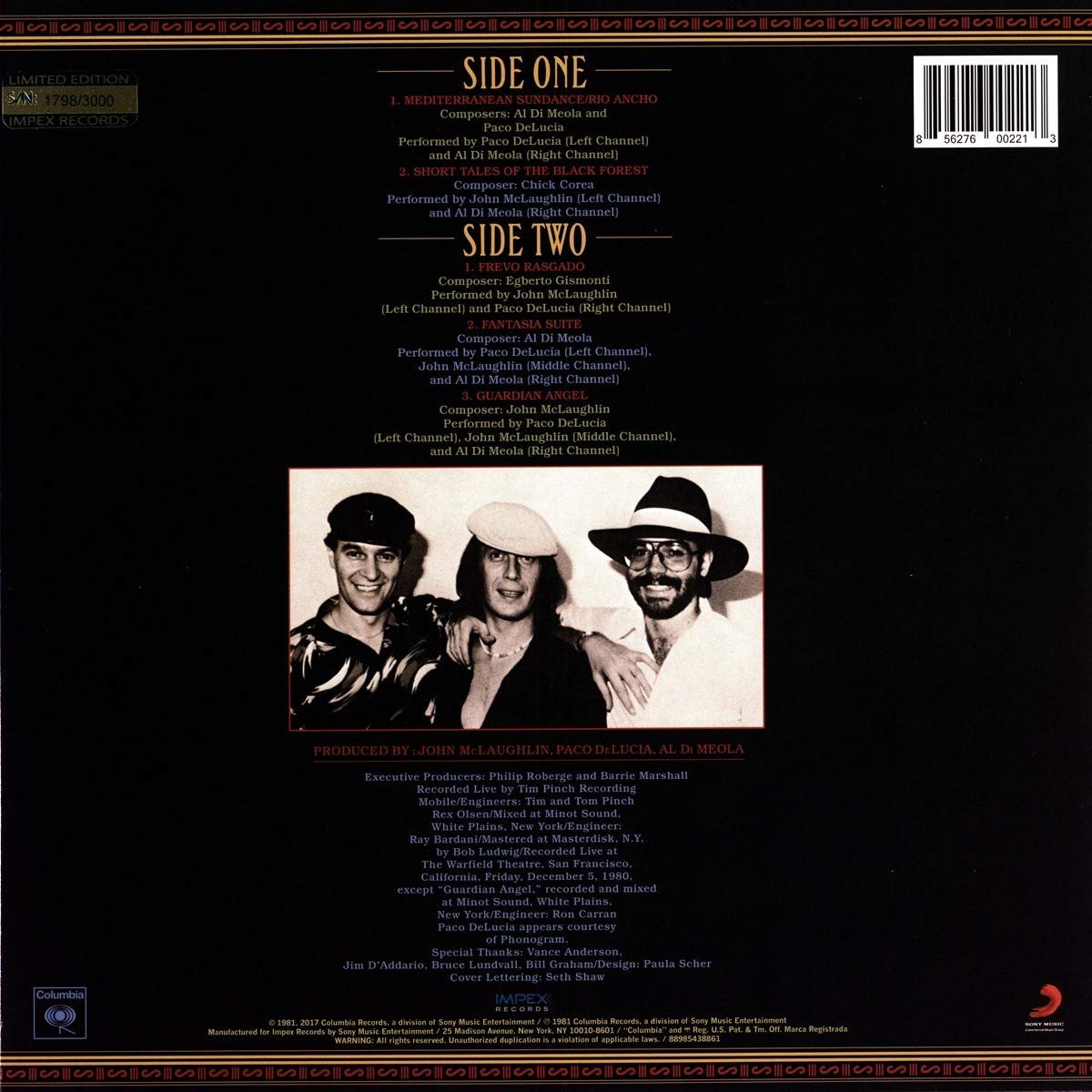 Al Di Meola / John McLaughlin / Paco De Lucia* – Friday Night In San Francisco