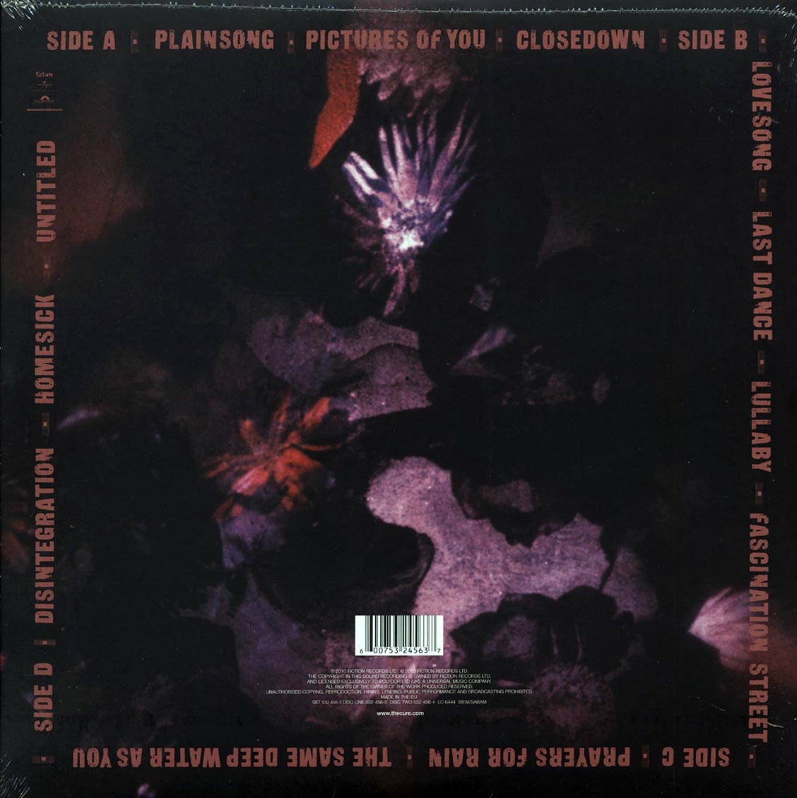 The Cure – Disintegration back cover