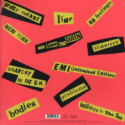 Sex Pistols – Never Mind The Bollocks back cover
