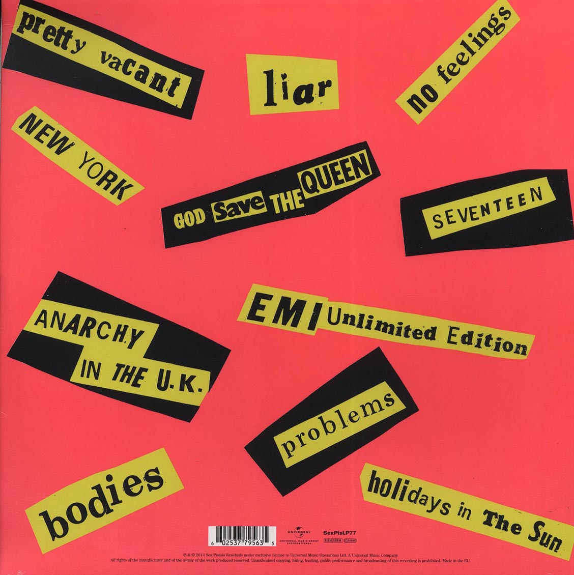 Sex Pistols – Never Mind The Bollocks Here's The Sex Pistols back cover