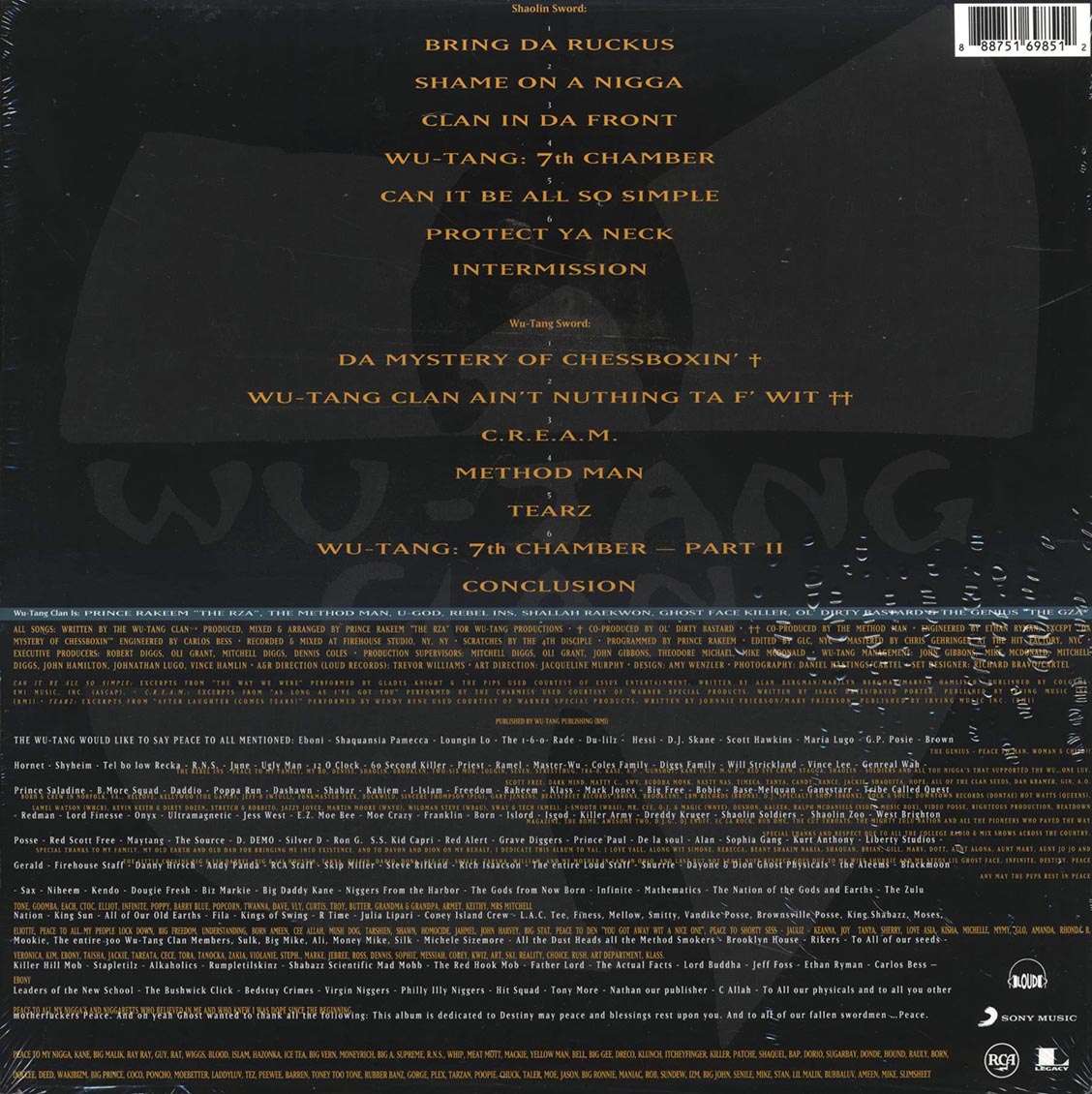 Wu-Tang Clan – Enter The Wu-Tang (36 Chambers) back cover