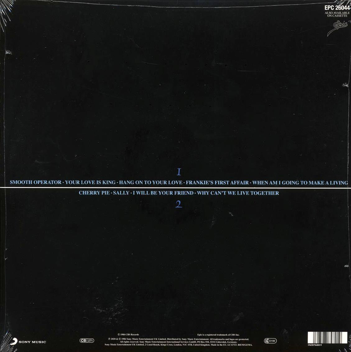 Sade – Diamond Life back cover