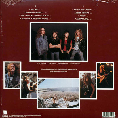 Metallica – Master Of Puppets back cover