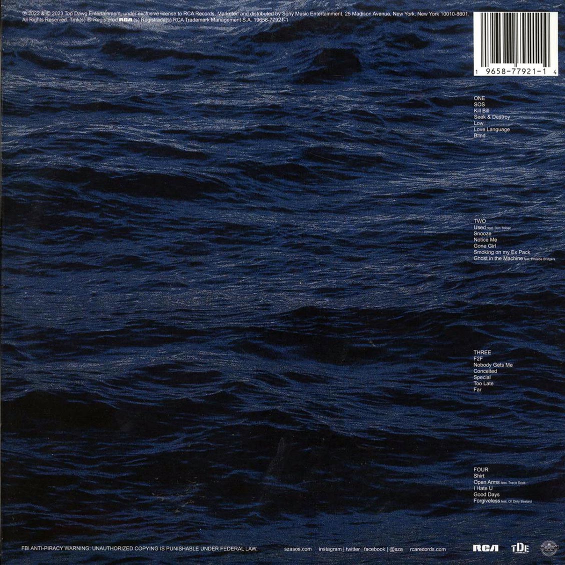 SZA – SOS back cover