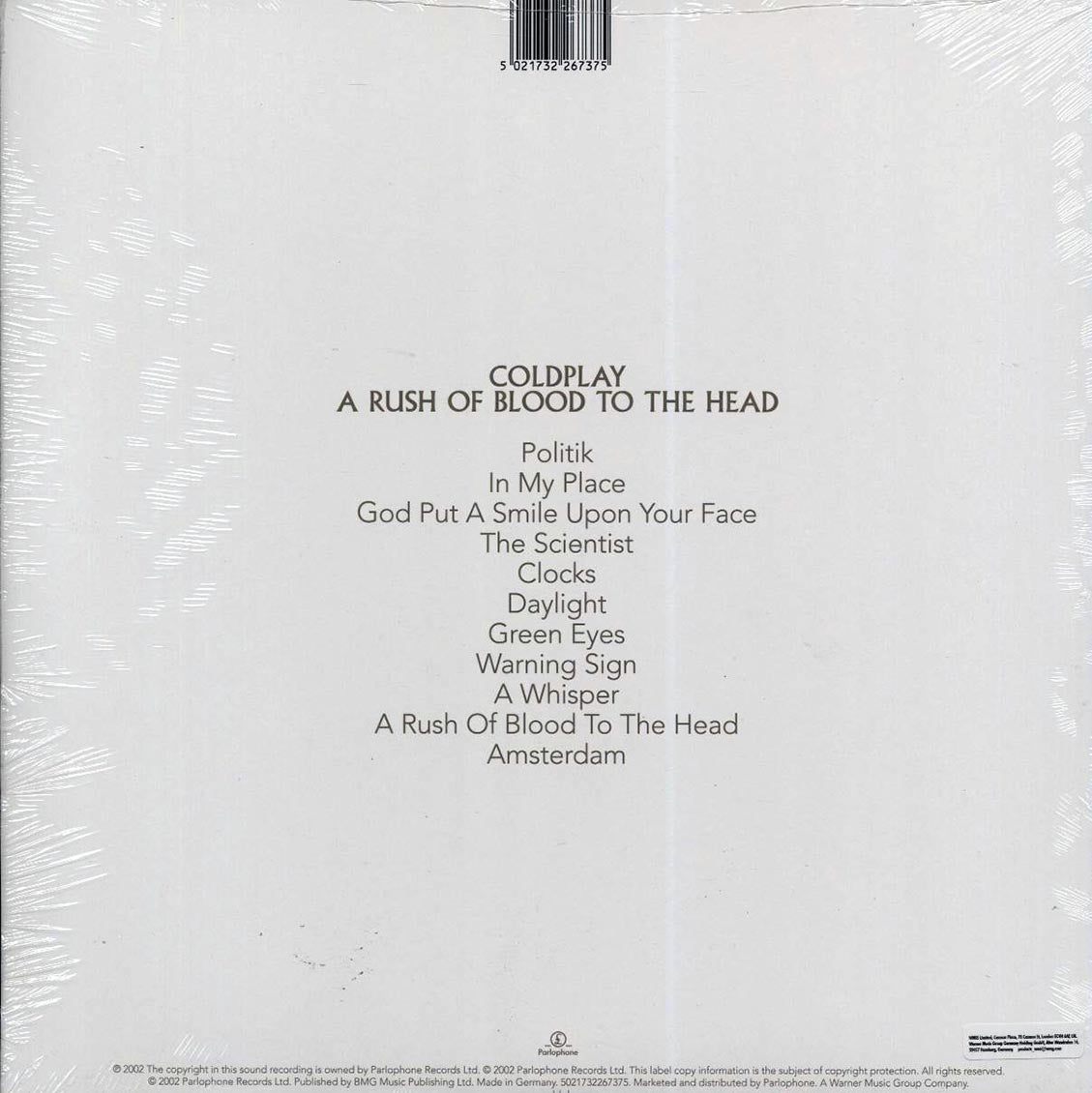 Coldplay – A Rush Of Blood To The Head back cover