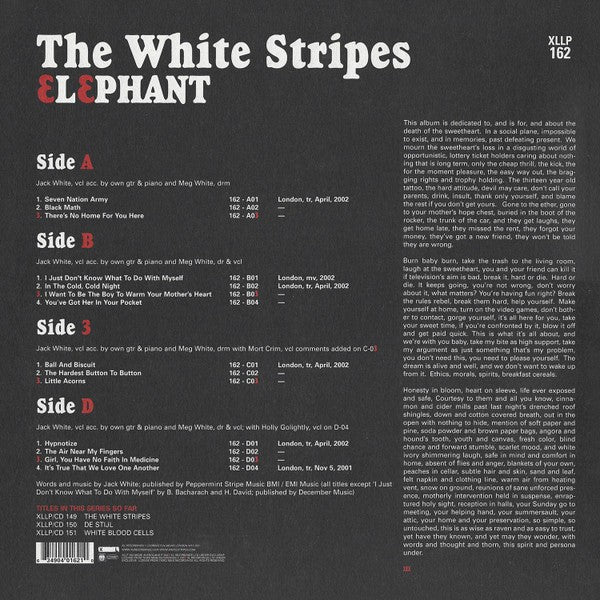 The White Stripes - Elephant back cover - Awesomesince84