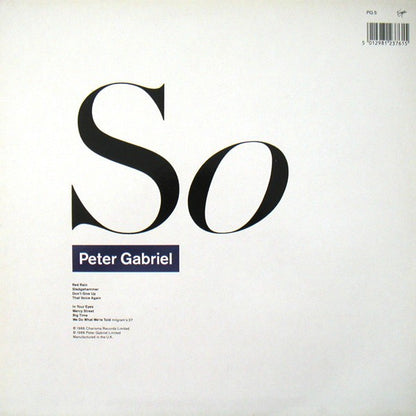 Peter Gabriel – So back cover