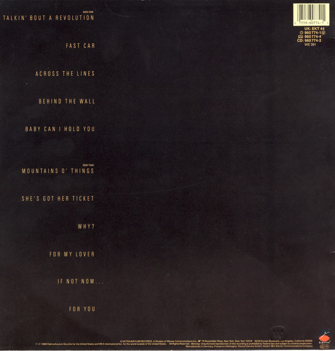 Tracy Chapman - Tracy Chapman back cover - Awesomesince84