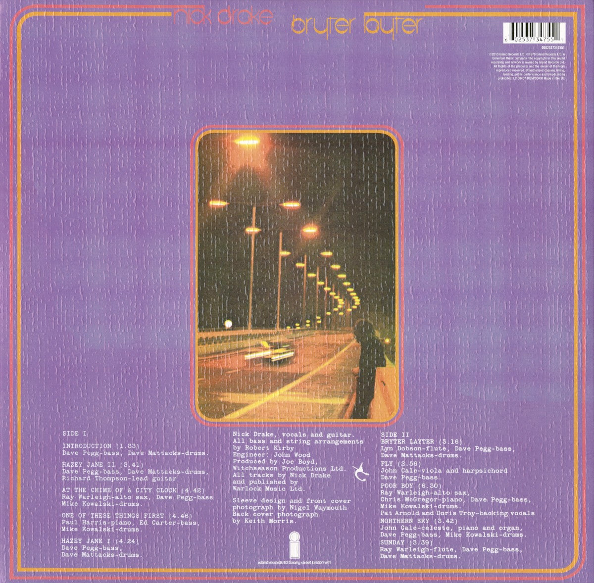 Nick Drake – Bryter Layter back cover