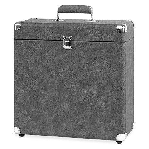 Victrola Vintage Vinyl Record Storage Carrying Case for 30+ Records, Gray - Awesomesince84